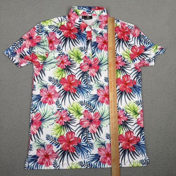 GreenSide Polo Shirt Mens Medium Floral Hawaiian Tropical Performance Stretch - Picture 8 of 11